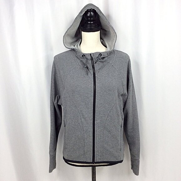 Athleta Sentry Anorak Hoodie Sweatshirt Womens Size XS Gray Full Zip Thumbholes - Picture 1 of 10